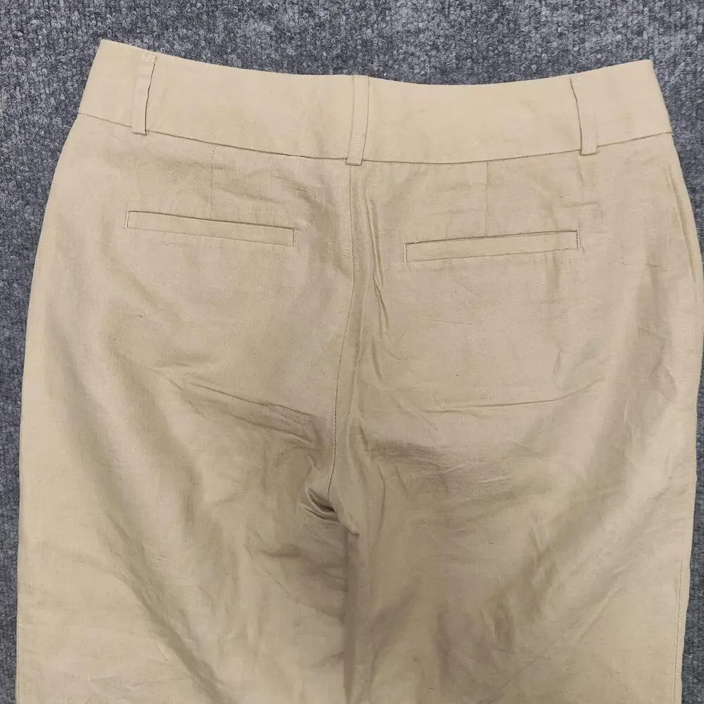 Banana Republic Pants Womens 4 Beige Linen Martin Fit Wide Leg Dress Workwear